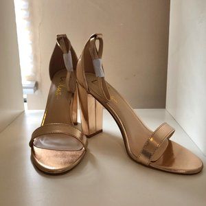 Taylor Rose Gold Ankle Strap Heels 4" wrapped block heel